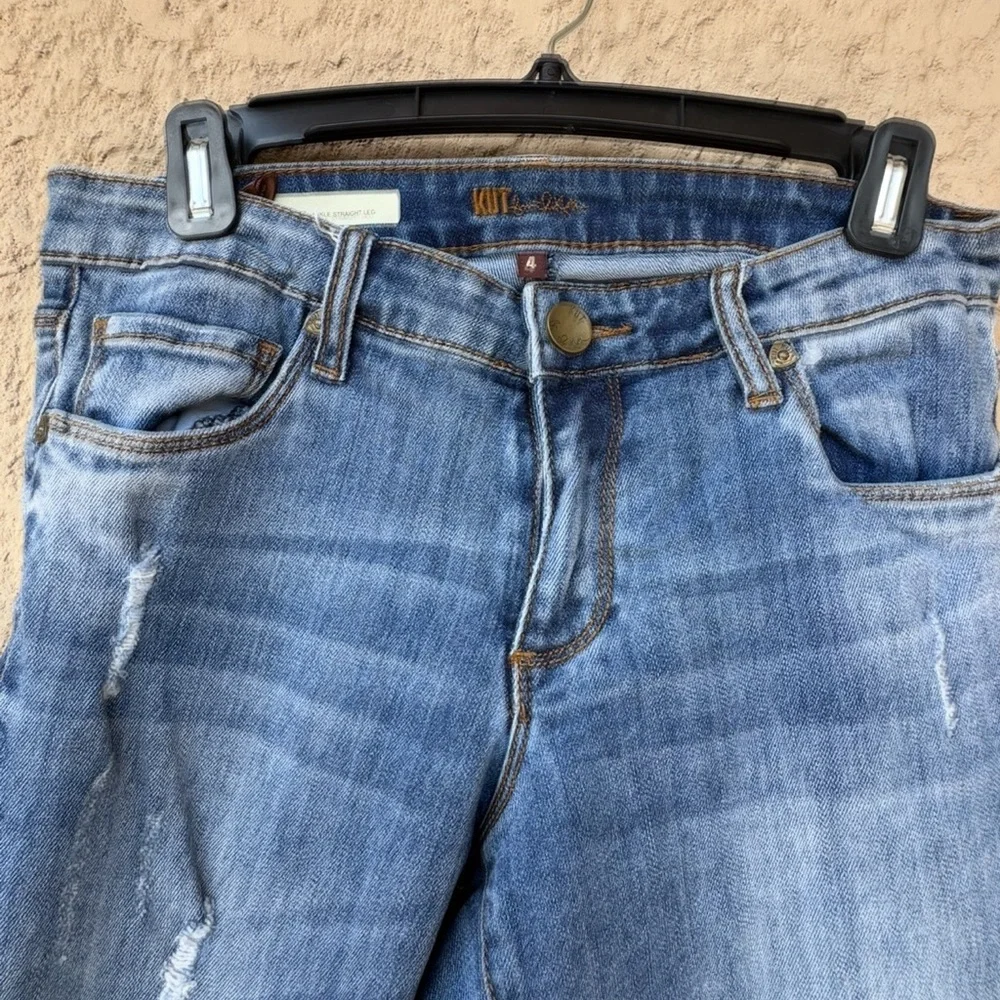 Kut From The Kloth Reese Ankle Straight Leg Jeans Women’s Sz 4 Blue Distressed - Picture 10 of 10